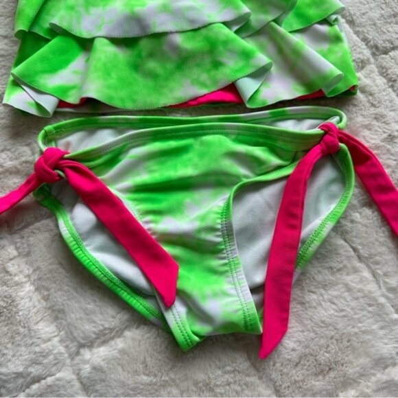 Justice | Pink and Green "Watermelon" Tankini Swim Set | Size 6 - Picture 5 of 7